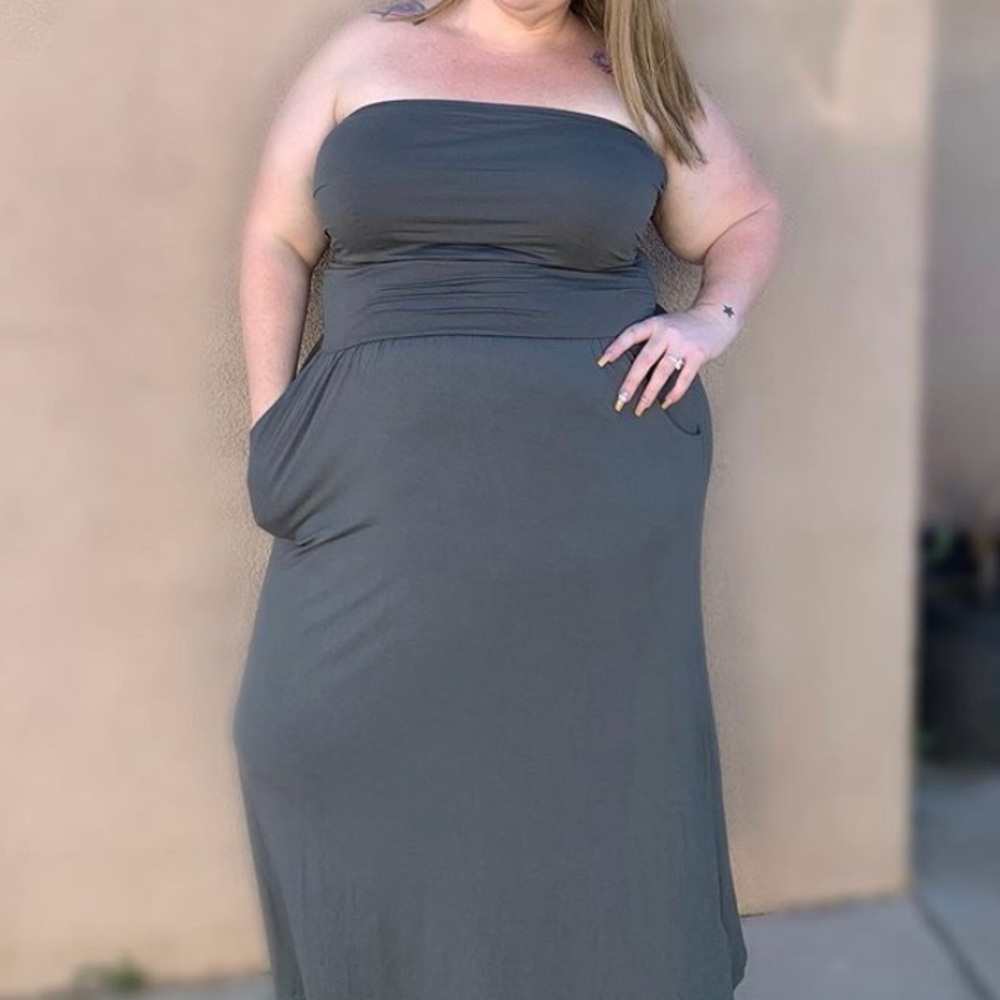 Venus army green pocket tube dress